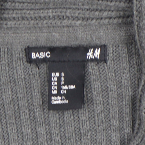 H&M Women’s Grey Ribbed Knit Long Sleeve Cardigan Size S