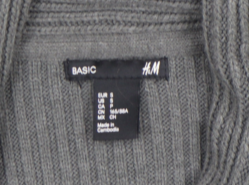 H&M Women’s Grey Ribbed Knit Long Sleeve Cardigan Size S