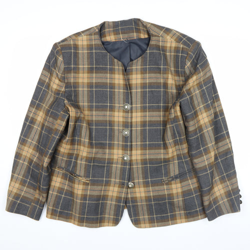 Avenue Plus Women’s Brown Checked Pure Wool Blazer Jacket Size Regular