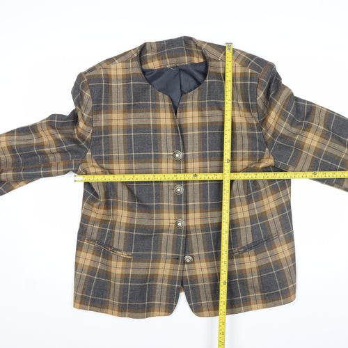 Avenue Plus Women’s Brown Checked Pure Wool Blazer Jacket Size Regular