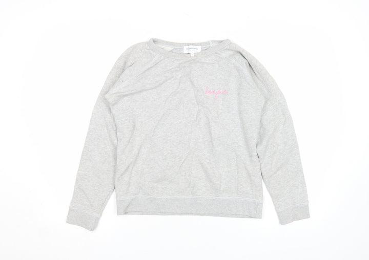 Maison Labiche Girls Grey Cotton Embroidered Pullover Sweatshirt S