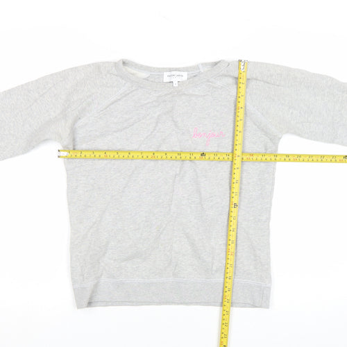 Maison Labiche Girls Grey Cotton Embroidered Pullover Sweatshirt S