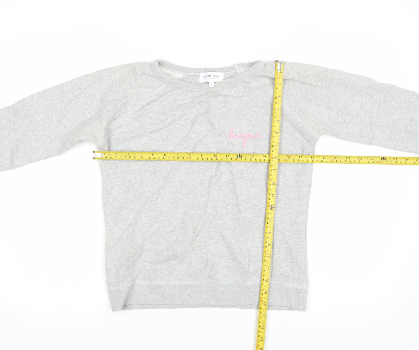 Maison Labiche Girls Grey Cotton Embroidered Pullover Sweatshirt S
