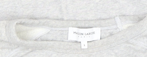 Maison Labiche Girls Grey Cotton Embroidered Pullover Sweatshirt S