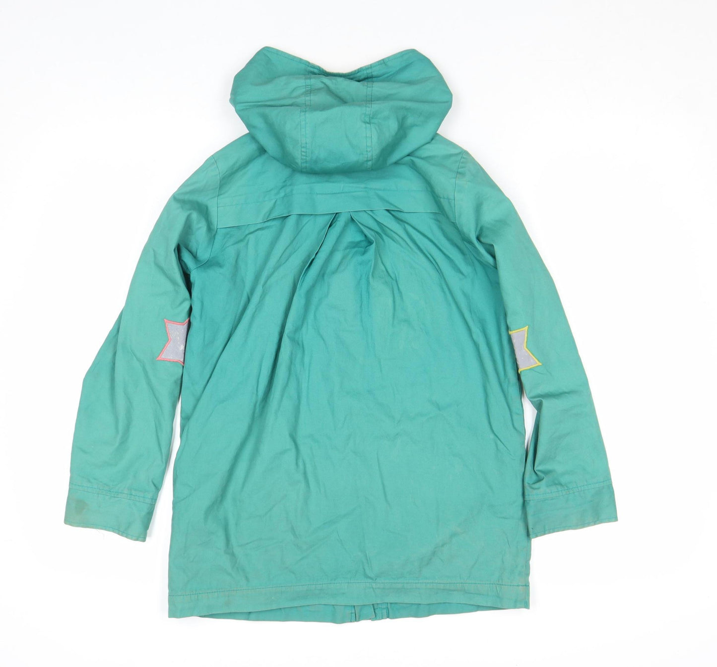 White Stuff Girls Green Hooded Rain Coat 9-10 Years Cotton Lined Mid-Length