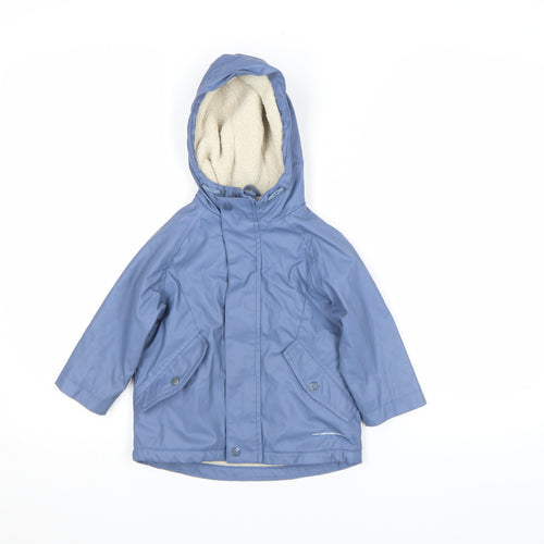 ZARA Blue Hooded Parka Coat 18-24 Months Unisex Baby Lined Winter Jacket