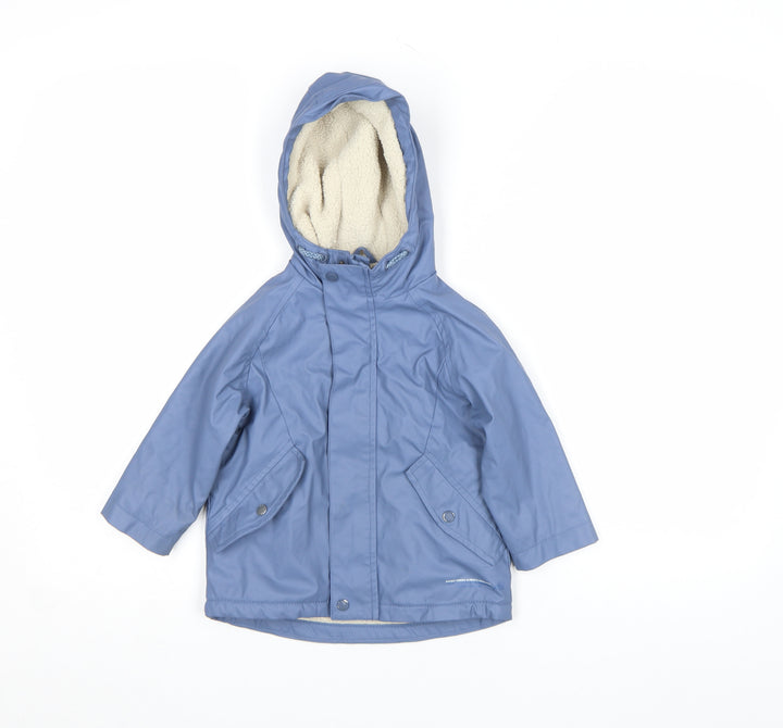 ZARA Blue Hooded Parka Coat 18-24 Months Unisex Baby Lined Winter Jacket