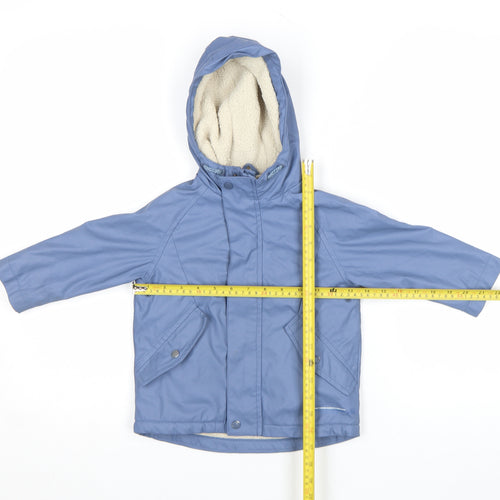 ZARA Blue Hooded Parka Coat 18-24 Months Unisex Baby Lined Winter Jacket