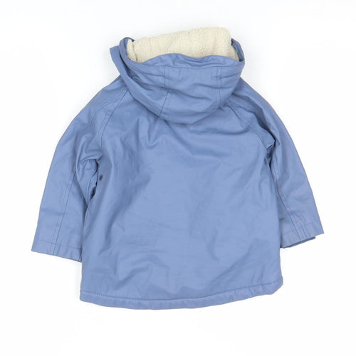 ZARA Blue Hooded Parka Coat 18-24 Months Unisex Baby Lined Winter Jacket