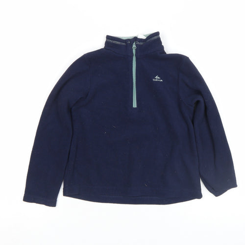 Quechua Boys Blue Fleece 1/4 Zip Hiking Pullover Top - 7 Years