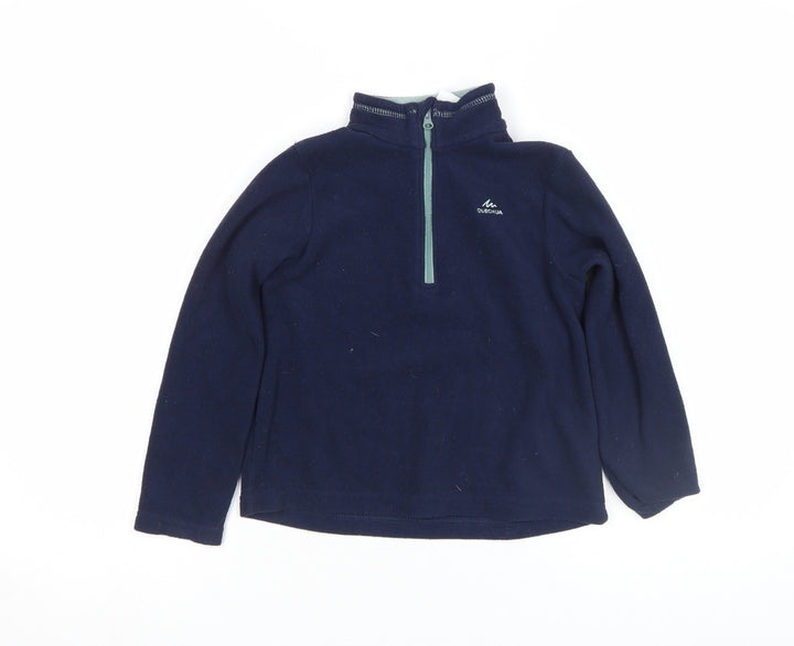 Quechua Boys Blue Fleece 1/4 Zip Hiking Pullover Top - 7 Years