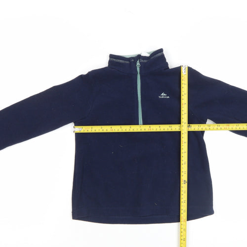Quechua Boys Blue Fleece 1/4 Zip Hiking Pullover Top - 7 Years