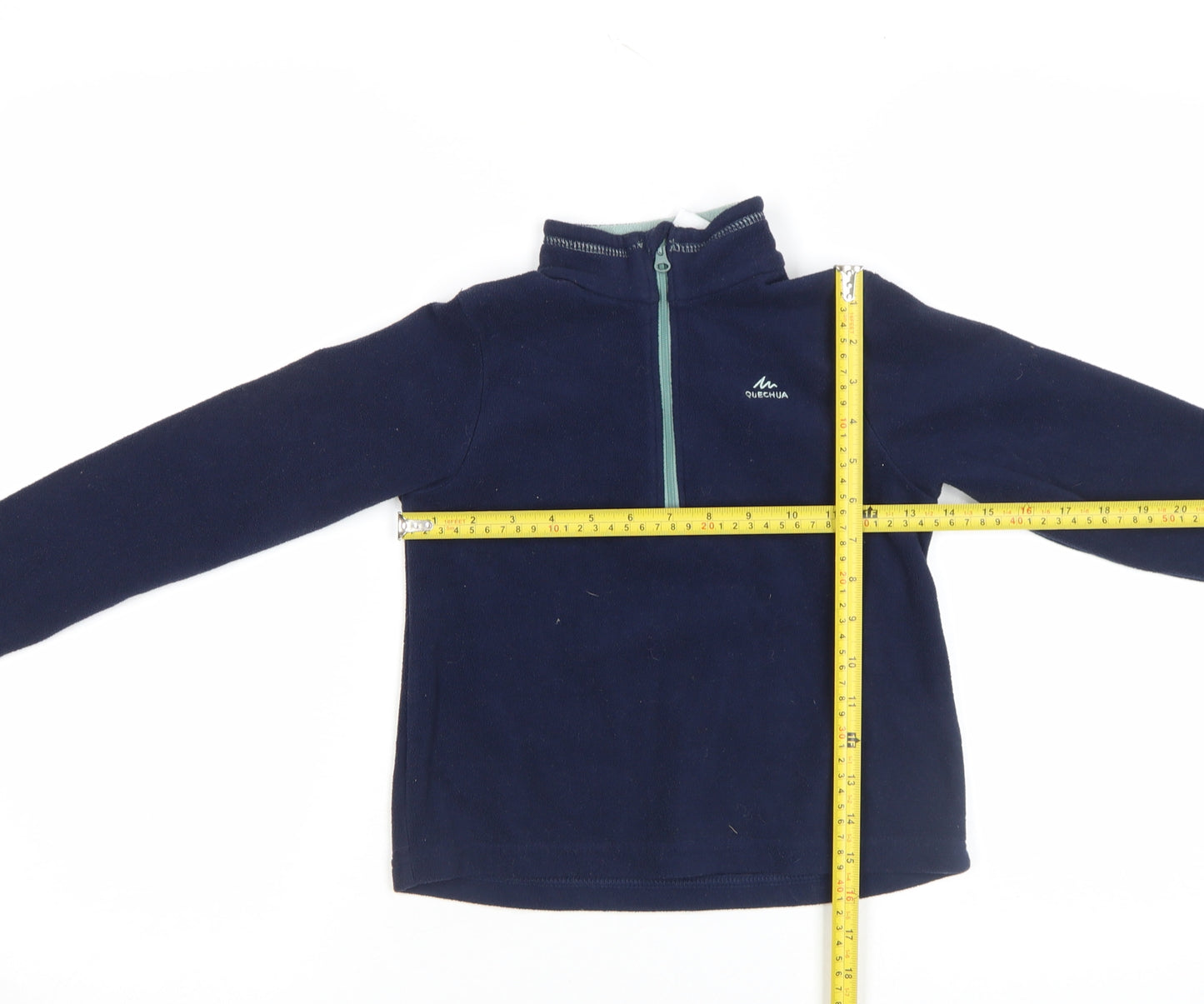 Quechua Boys Blue Fleece 1/4 Zip Hiking Pullover Top - 7 Years