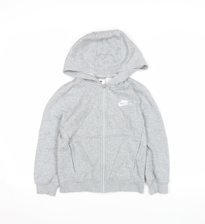Nike Boys Grey Full Zip Hoodie Fleece 7-8 Years Regular Fit