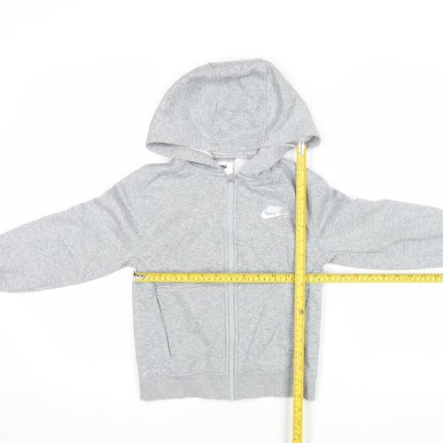 Nike Boys Grey Full Zip Hoodie Fleece 7-8 Years Regular Fit
