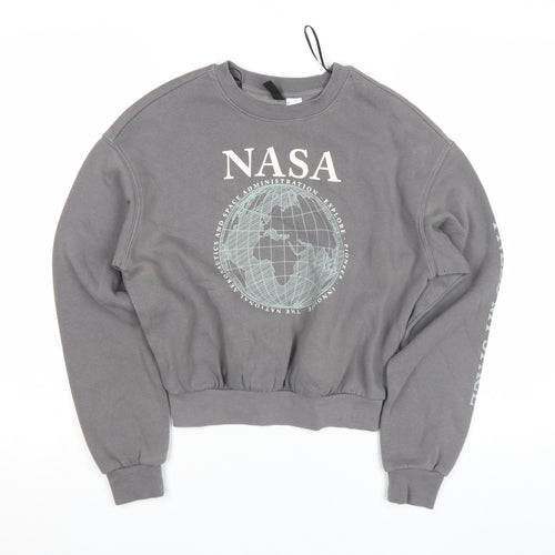DIVIDED Girls Grey NASA Relaxed Pullover Fleece Sweatshirt XS