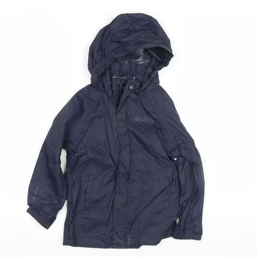 Mountain Warehouse Boys Blue Waterproof Rain Coat 5-6 Years Hooded Lightweight Jacket