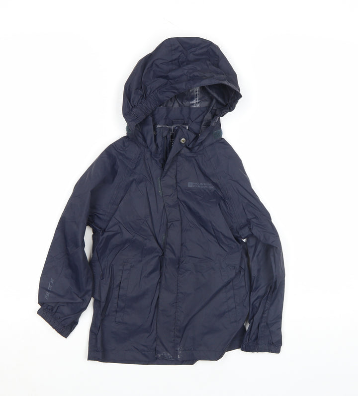 Mountain Warehouse Boys Blue Waterproof Rain Coat 5-6 Years Hooded Lightweight Jacket