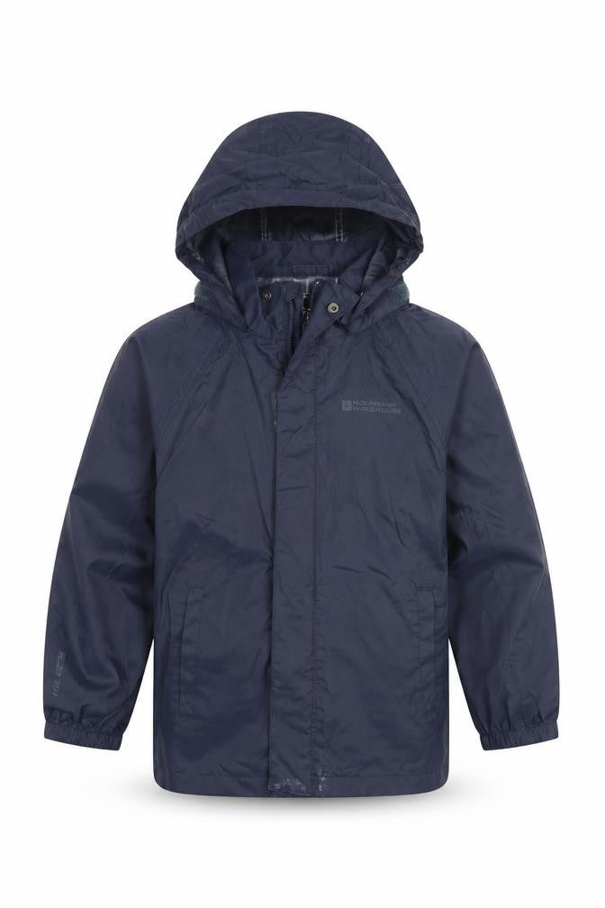 Mountain Warehouse Boys Blue Waterproof Rain Coat 5-6 Years Hooded Lightweight Jacket