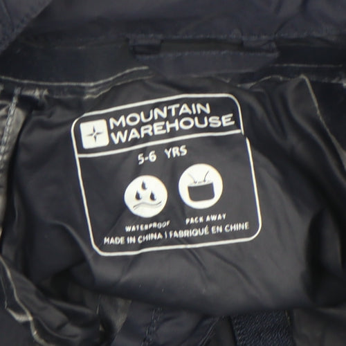 Mountain Warehouse Boys Blue Waterproof Rain Coat 5-6 Years Hooded Lightweight Jacket
