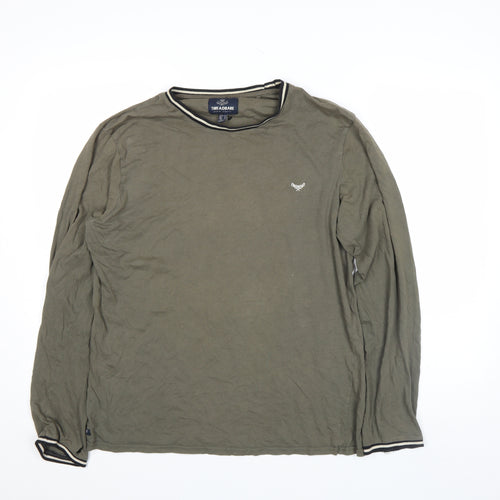 Threadbare Men's Green Long Sleeve Cotton Crew Neck Top L