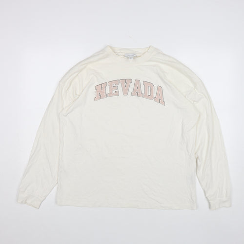 Topshop Ivory Nevada Long Sleeve Cotton Unisex T-Shirt Size S