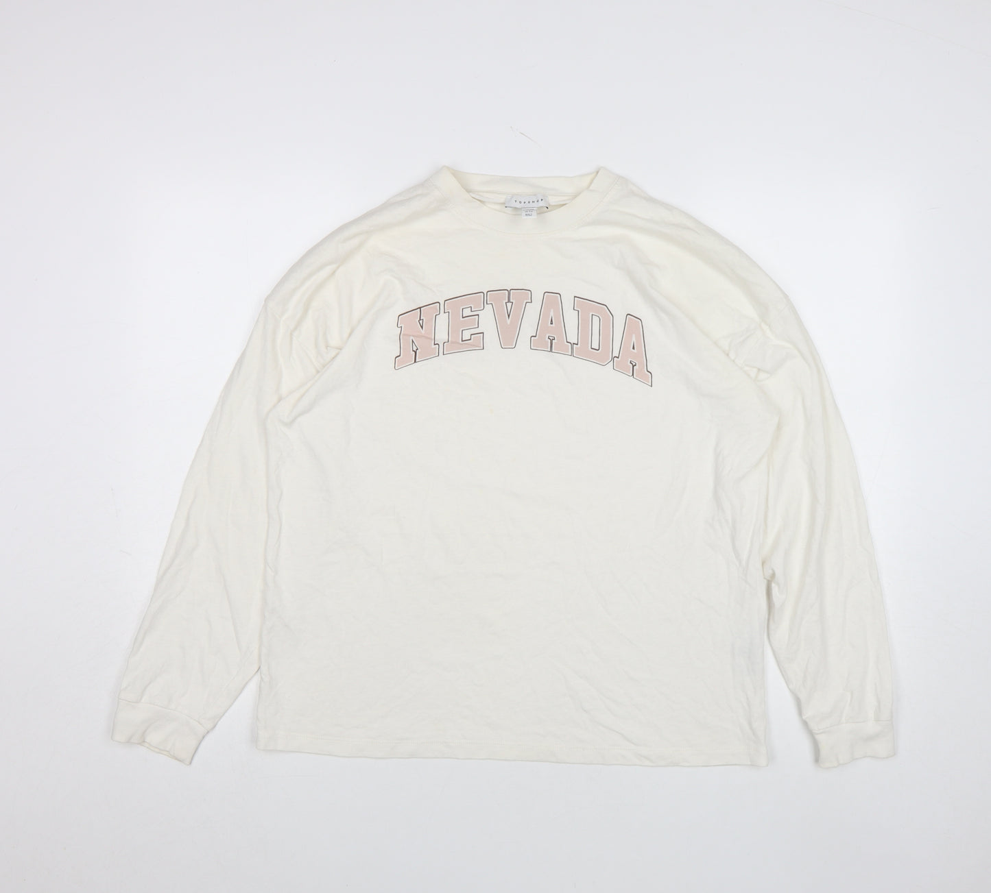 Topshop Ivory Nevada Long Sleeve Cotton Unisex T-Shirt Size S