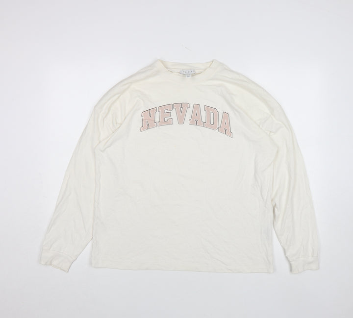 Topshop Ivory Nevada Long Sleeve Cotton Unisex T-Shirt Size S