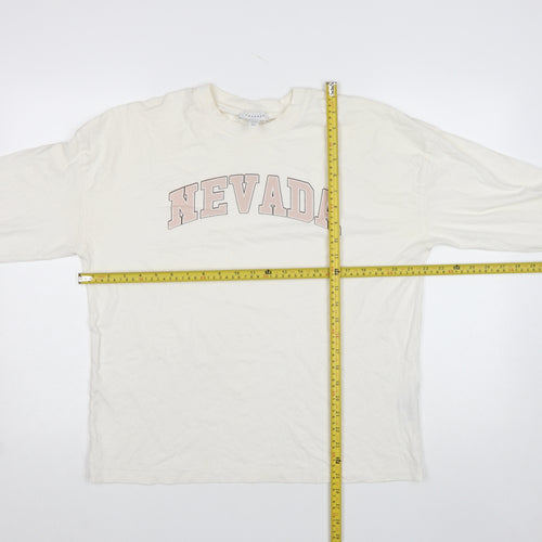 Topshop Ivory Nevada Long Sleeve Cotton Unisex T-Shirt Size S