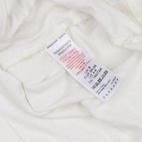 Topshop Ivory Nevada Long Sleeve Cotton Unisex T-Shirt Size S