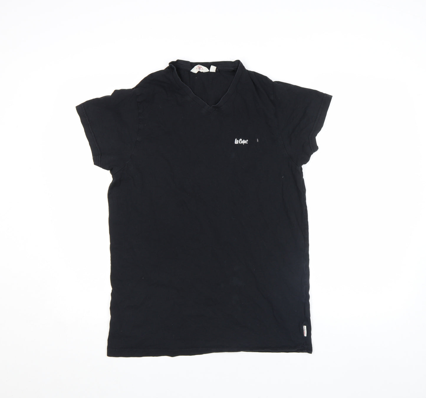 Lee Cooper Men’s Black V-Neck Short Sleeve Cotton T-Shirt Size S