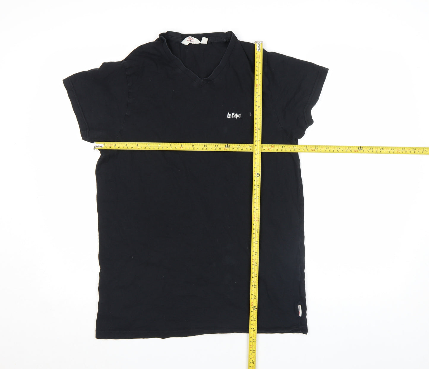 Lee Cooper Men’s Black V-Neck Short Sleeve Cotton T-Shirt Size S