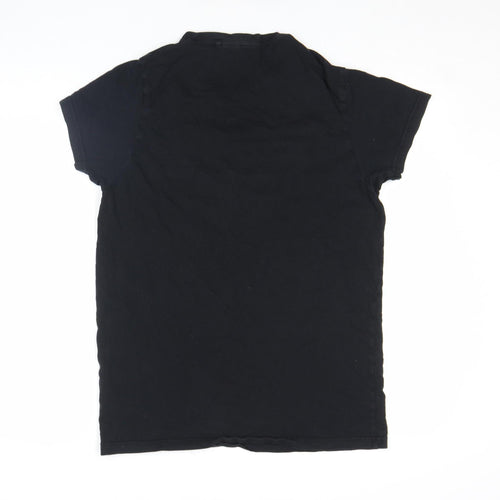 Lee Cooper Men’s Black V-Neck Short Sleeve Cotton T-Shirt Size S