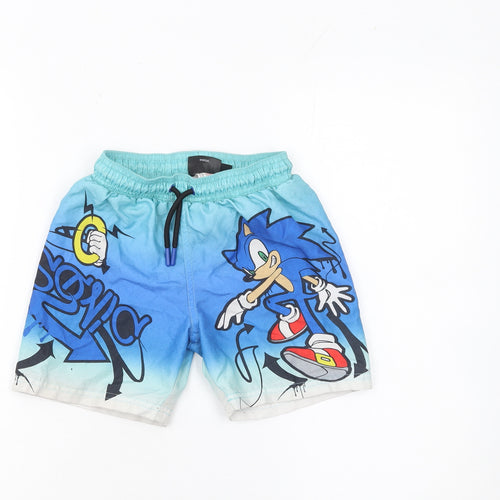 Sonic The Hedgehog Boys Blue Swim Shorts 5-6 Years Elastic Drawstring Waist