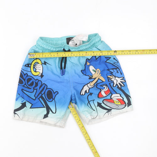 Sonic The Hedgehog Boys Blue Swim Shorts 5-6 Years Elastic Drawstring Waist