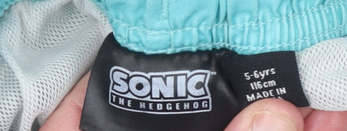 Sonic The Hedgehog Boys Blue Swim Shorts 5-6 Years Elastic Drawstring Waist