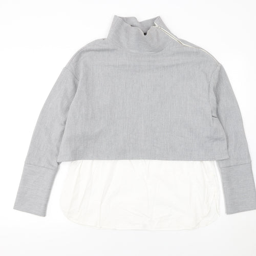 Zara Women Grey High Neck Pullover Jumper Size 12
