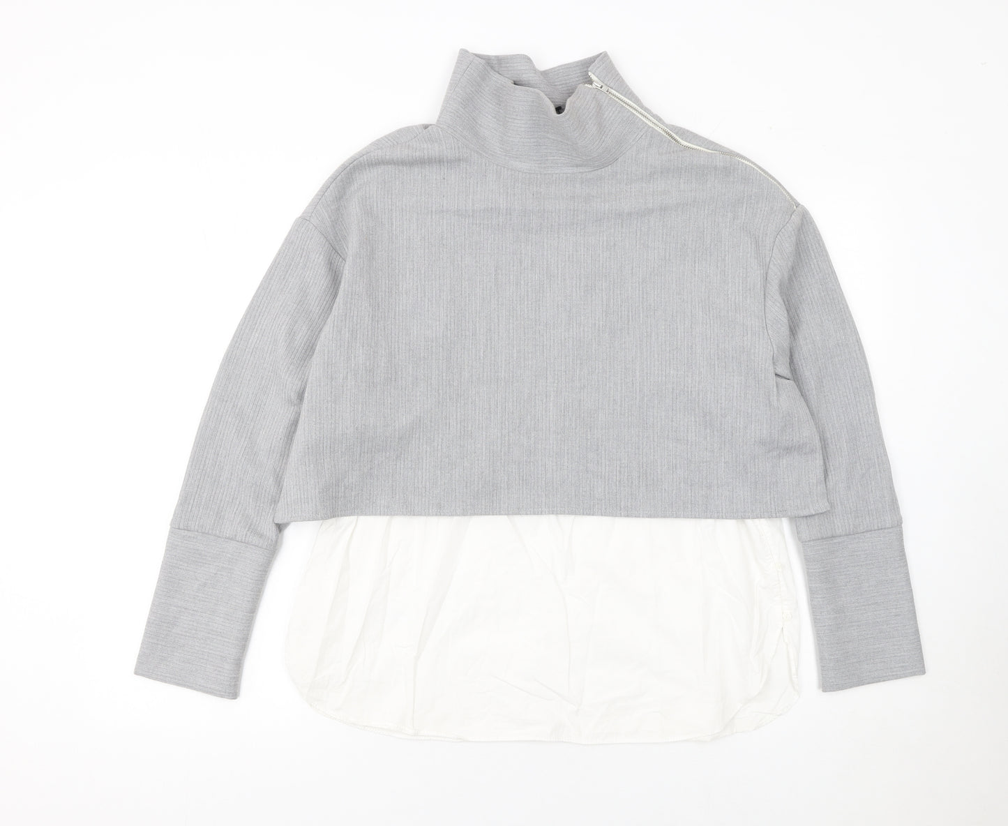 Zara Women Grey High Neck Pullover Jumper Size 12