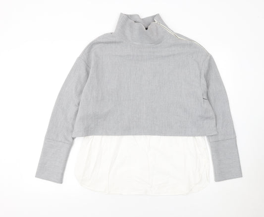 Zara Women Grey High Neck Pullover Jumper Size 12
