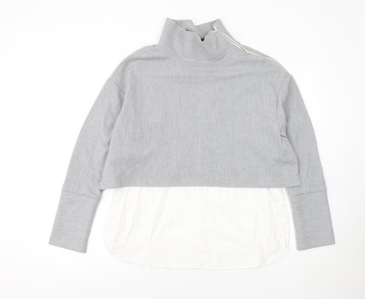 Zara Women Grey High Neck Pullover Jumper Size 12