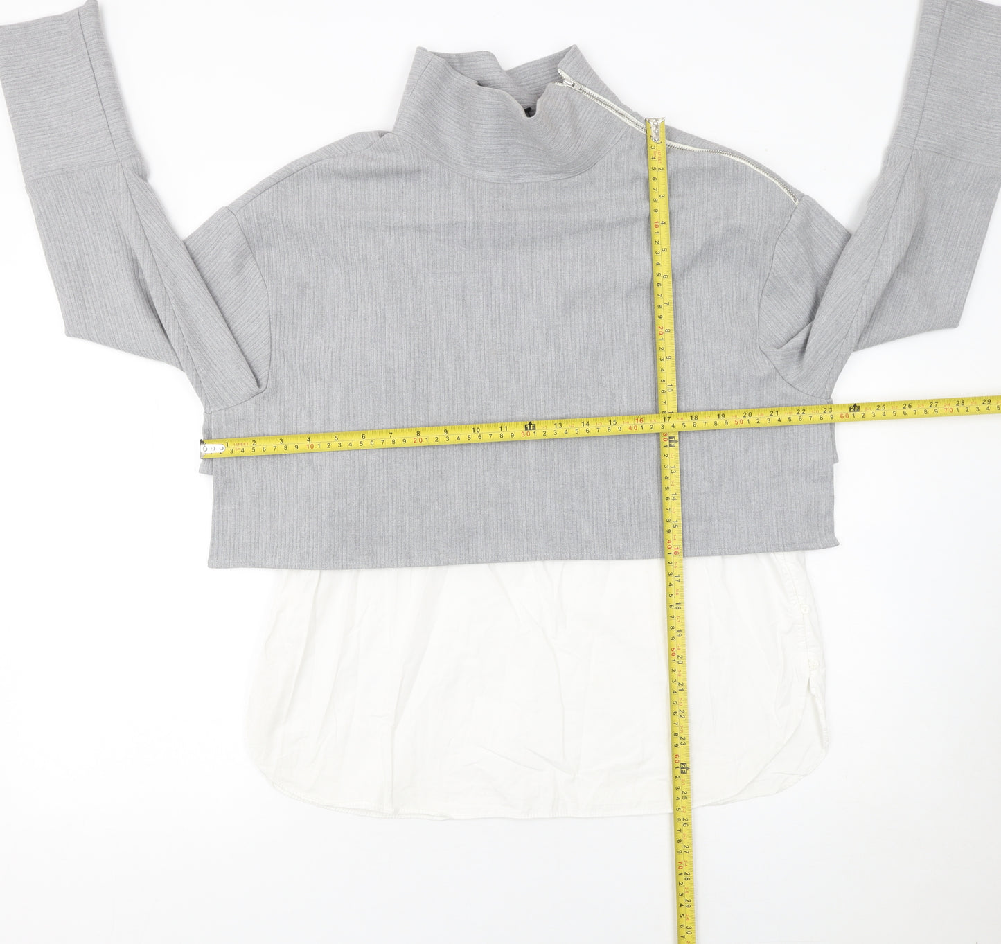 Zara Women Grey High Neck Pullover Jumper Size 12