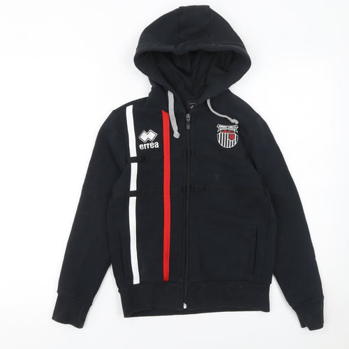 Errea Boys Black XS Full Zip Hoodie with Logo and Colourblock Design
