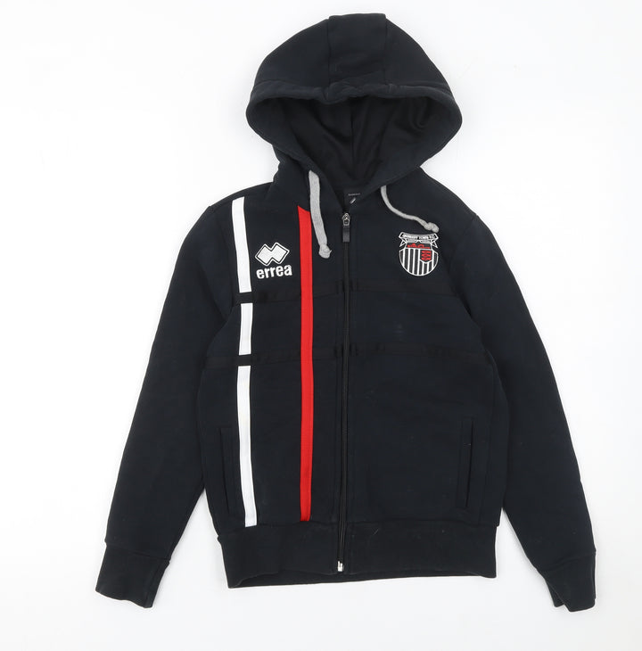Errea Boys Black XS Full Zip Hoodie with Logo and Colourblock Design