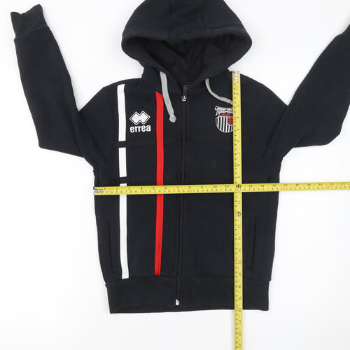 Errea Boys Black XS Full Zip Hoodie with Logo and Colourblock Design