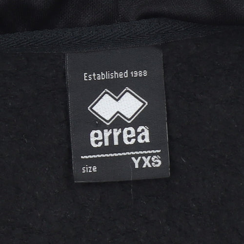 Errea Boys Black XS Full Zip Hoodie with Logo and Colourblock Design