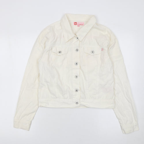 Yaya Women’s Ivory Cotton Twill Button Jacket Size M Classic Casual