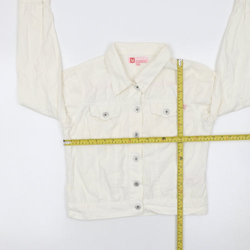 Yaya Women’s Ivory Cotton Twill Button Jacket Size M Classic Casual