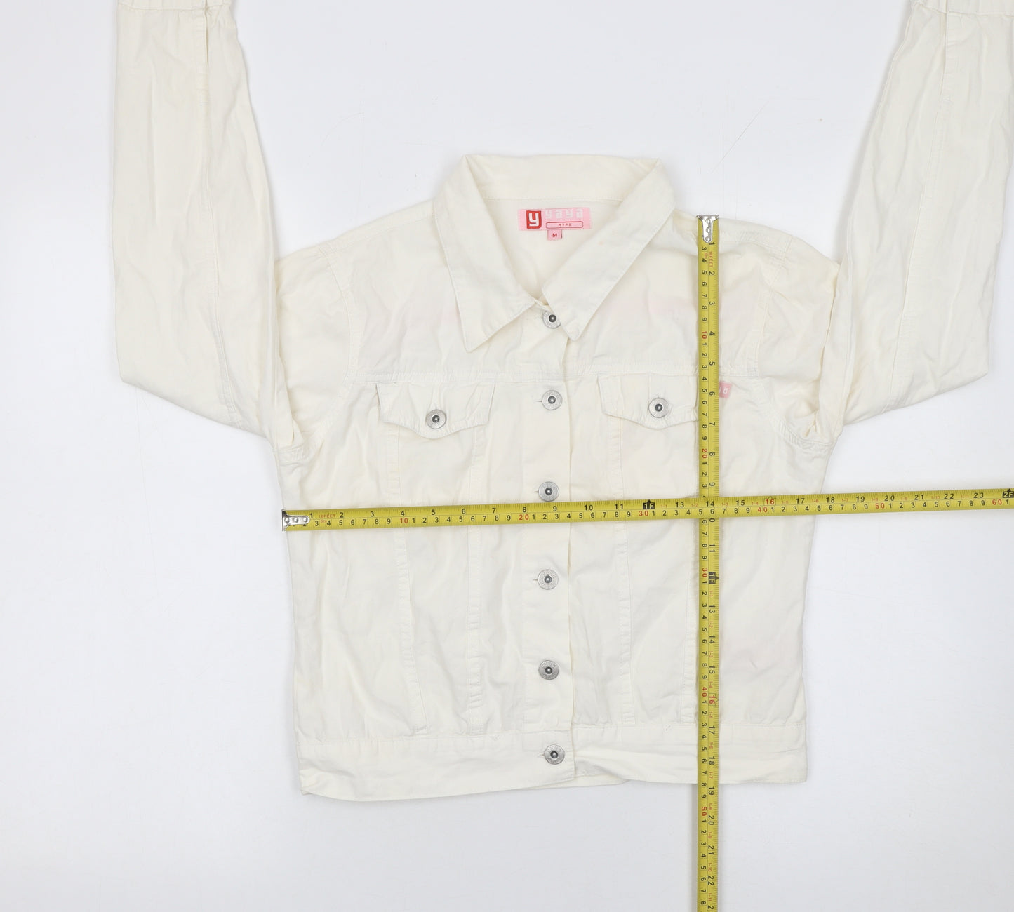 Yaya Women’s Ivory Cotton Twill Button Jacket Size M Classic Casual