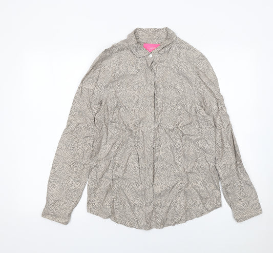 Charles Tyrwhitt Women's Beige Patterned Silk Blend Blouse UK 12