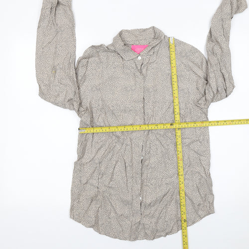 Charles Tyrwhitt Women's Beige Patterned Silk Blend Blouse UK 12